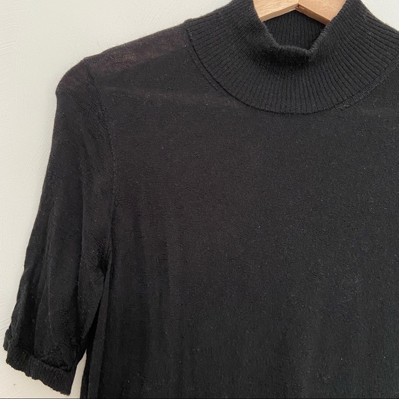 Eileen Fisher Black Mock Neck Short Sleeve Sweater Size S/P - Picture 6 of 6